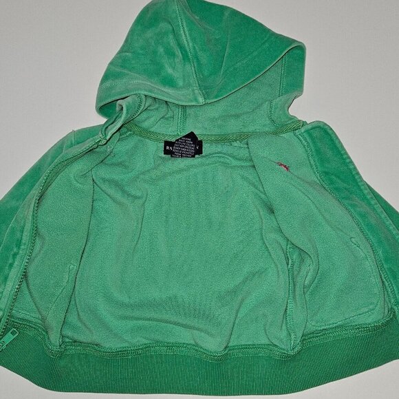 Ralph Lauren Green Velour Hoodie Full Zip Sweatshirt Baby Infant 9 Months READ - Picture 5 of 10